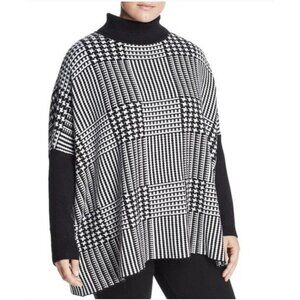 Joseph‎ A Womens Pullover Sweater Black Houndstooth Long Sleeve Turtleneck S New